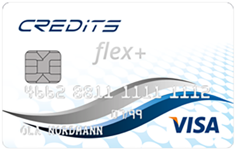 Credits Flex+ - Credits Flex+ er Norges rimeligste kredittkort, med 9,9% nominell rente. Gebyrfritt - ingen kortavgift.