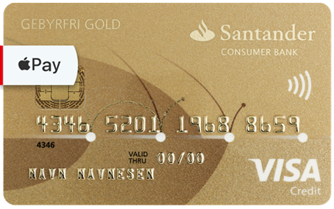 Gebyrfri Visa Gold - 100 % gebyrfritt kredittkort fra Santander